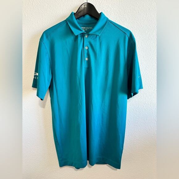 Nike (TWO) Golf Dri-FIT Polo Men Medium Dark Gray And Teal Blue Collared Adult - Picture 15 of 16